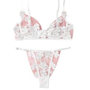 Women's Floral Embroidered Underwire 2 Piece